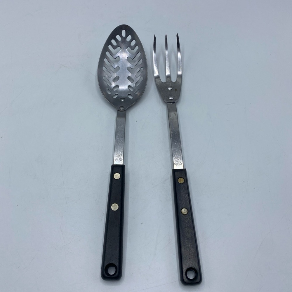 Vintage Ekco 3 Prong Tine Dinner Stainless Granny Fork Spatula Forge Utensils